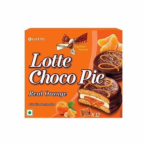 .Lotte Choco Pie Real Orange 450g (Full Box) (25x18 Units)