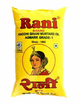 .Rani Brand Kacchi Ghani Mustard Oil 1ltr Pouch